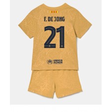 Barcelona Frenkie de Jong #21 Bortedraktsett Barn 2022-23 Kortermet (+ korte bukser)